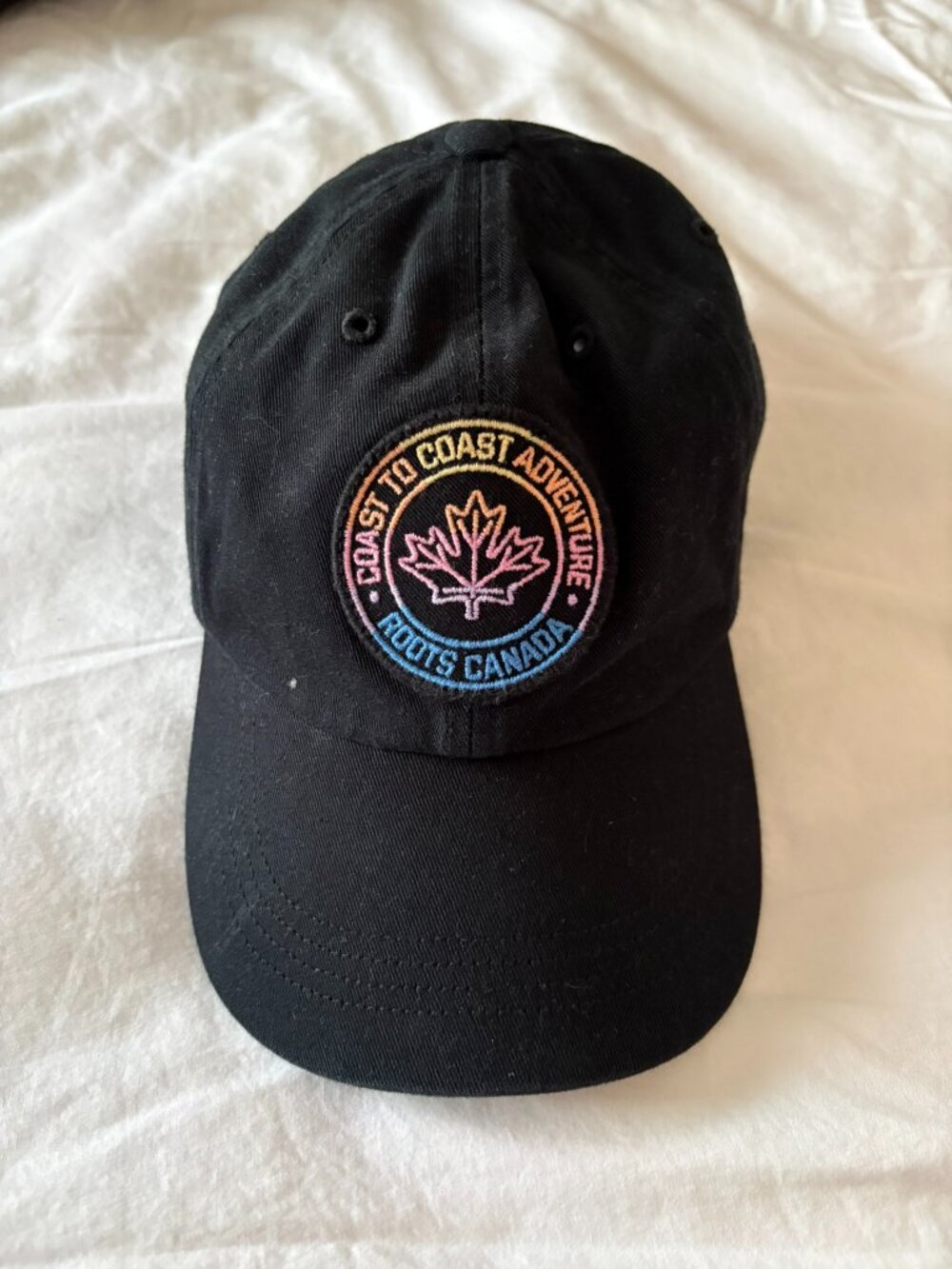 Roots Canada Black Embroidered Baseball Cap Adjustable Hat